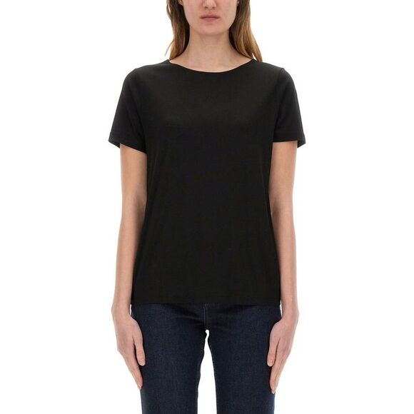 FAY Women's Cotton Boat Neck T-Shirt Women BLACK T-Shirts & Tops